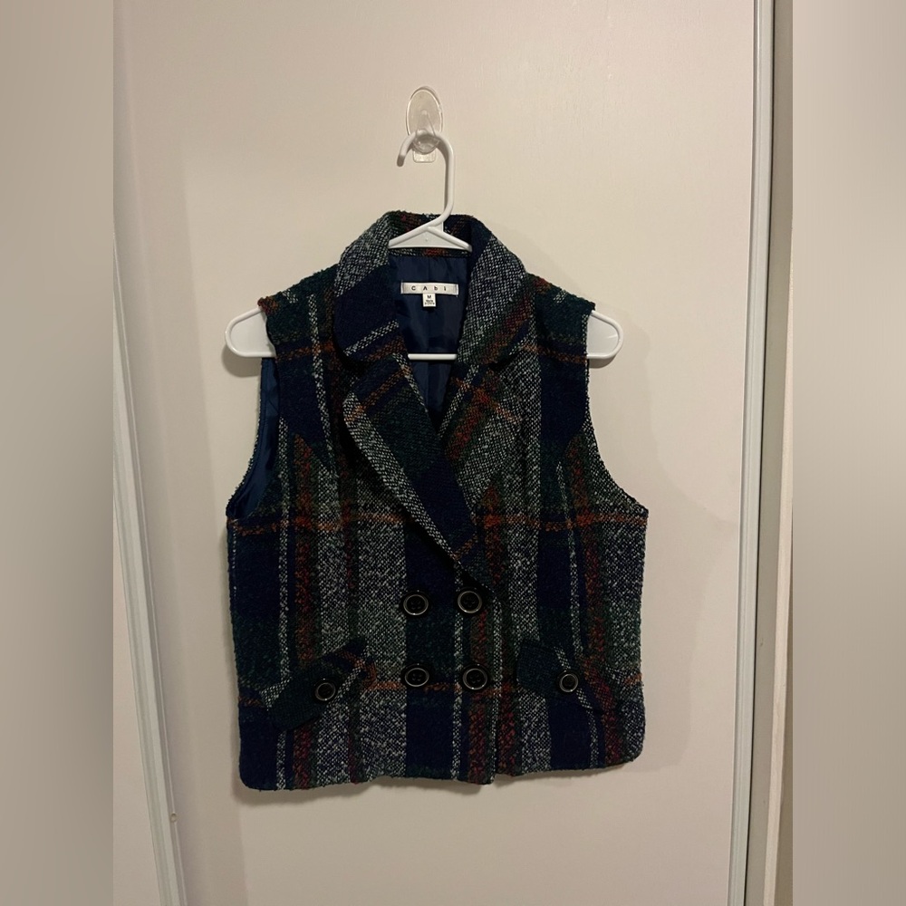 Cabi 908 Vest Womens M Tweed Wool Blend Double‎ Breasted English Country